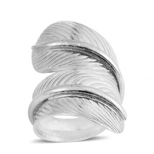 Silvertone Bypass Feather Ring